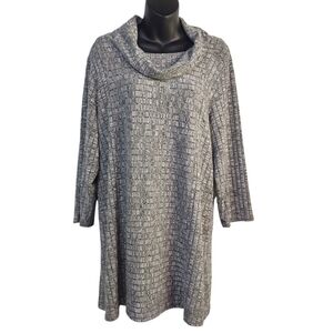 CJ Banks Women's Gray Cowl Neck 3/4 Sleeves Sweater Dress Size X